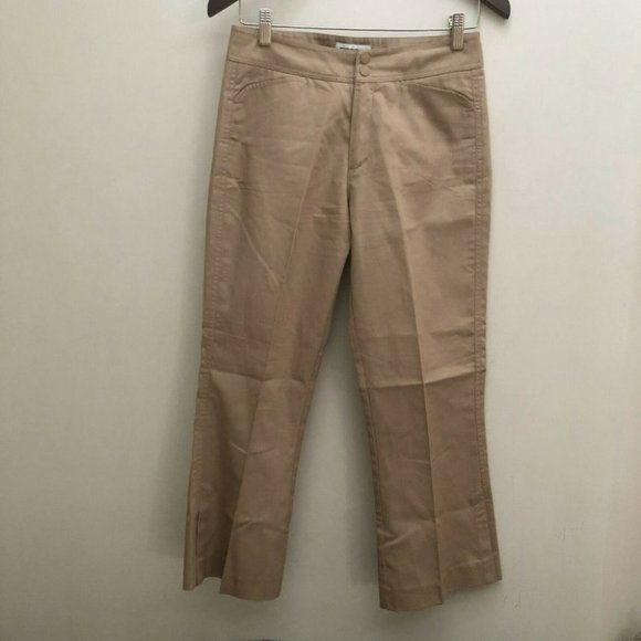 Esprit 90s Womens Flare Leg Slit Hem Pants  Low Cut Tan Size 6 - Picture 8 of 9